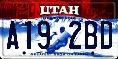 UT license plate A192BD