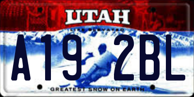 UT license plate A192BL