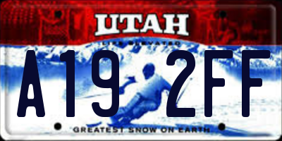 UT license plate A192FF