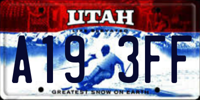 UT license plate A193FF