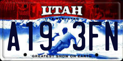 UT license plate A193FN