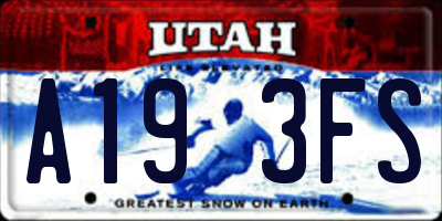 UT license plate A193FS