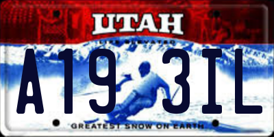 UT license plate A193IL