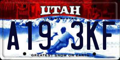 UT license plate A193KF