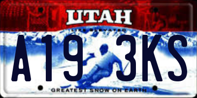 UT license plate A193KS