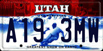 UT license plate A193MW