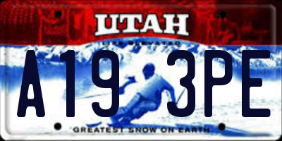 UT license plate A193PE