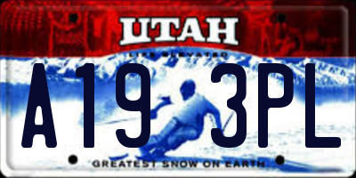UT license plate A193PL