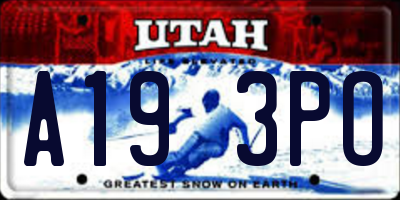 UT license plate A193PO