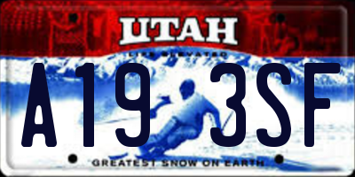 UT license plate A193SF