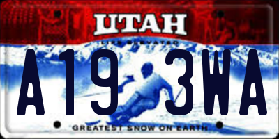 UT license plate A193WA