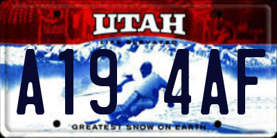 UT license plate A194AF