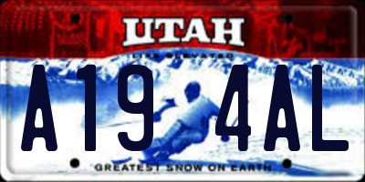UT license plate A194AL
