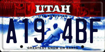 UT license plate A194BF