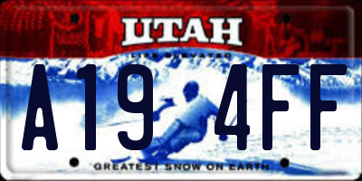 UT license plate A194FF