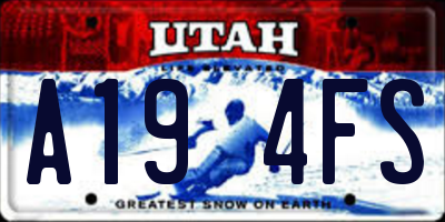 UT license plate A194FS
