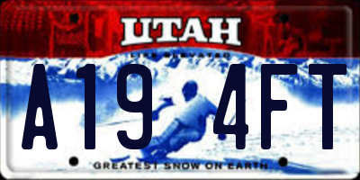 UT license plate A194FT