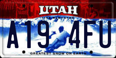 UT license plate A194FU