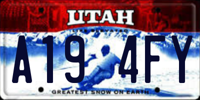 UT license plate A194FY