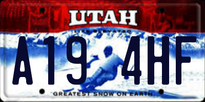 UT license plate A194HF