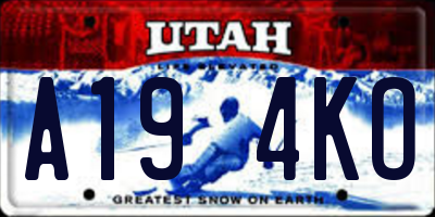 UT license plate A194KO