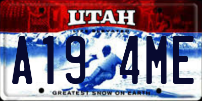 UT license plate A194ME