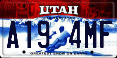 UT license plate A194MF
