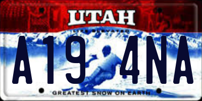 UT license plate A194NA