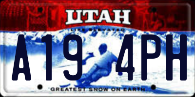 UT license plate A194PH