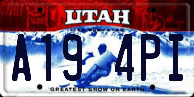 UT license plate A194PI