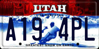 UT license plate A194PL