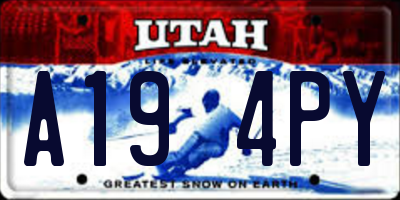 UT license plate A194PY