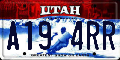 UT license plate A194RR