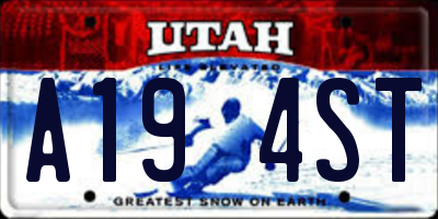 UT license plate A194ST