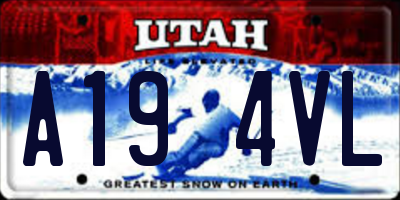 UT license plate A194VL