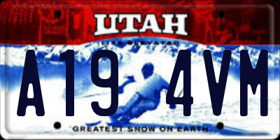UT license plate A194VM