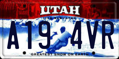 UT license plate A194VR