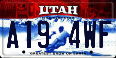 UT license plate A194WF