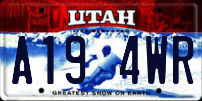 UT license plate A194WR