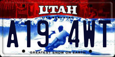 UT license plate A194WT