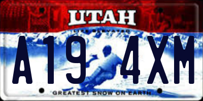 UT license plate A194XM