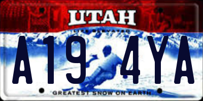 UT license plate A194YA