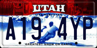 UT license plate A194YP