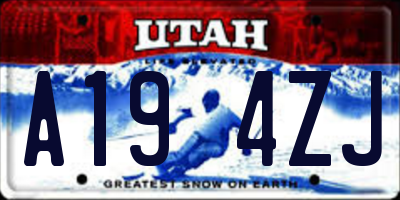 UT license plate A194ZJ