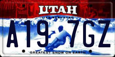 UT license plate A197GZ