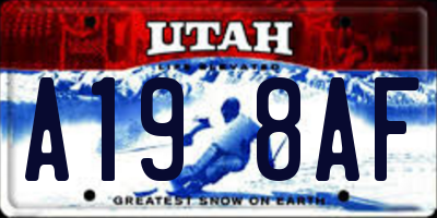 UT license plate A198AF