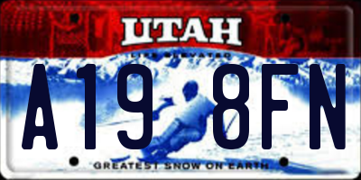UT license plate A198FN