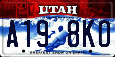 UT license plate A198KO