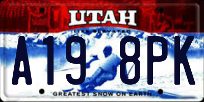 UT license plate A198PK