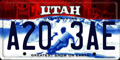 UT license plate A203AE